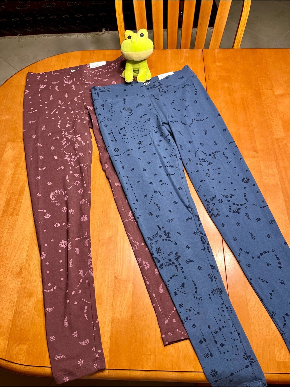 Sonoma Printed Stretch Leggings - Blue & Maroon set of 2